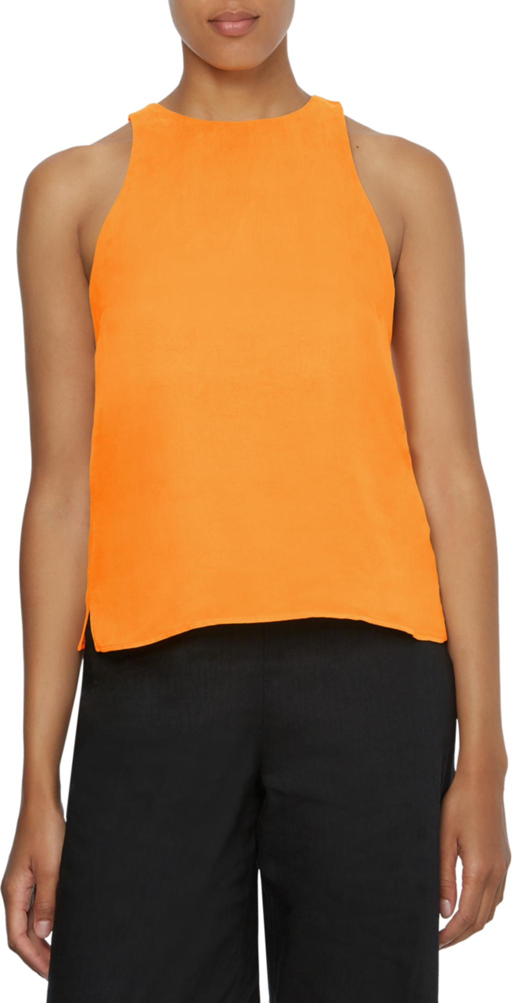 CALVIN KLEIN TOP SENZA MANICHE IN TWILL DI SATIN