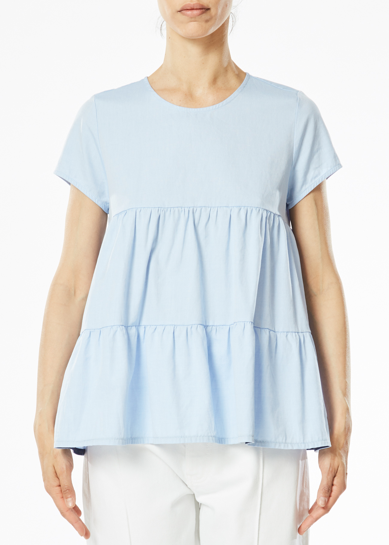 ALESSIA SANTI BLUSA A MANICA CORTA CON BALZE
