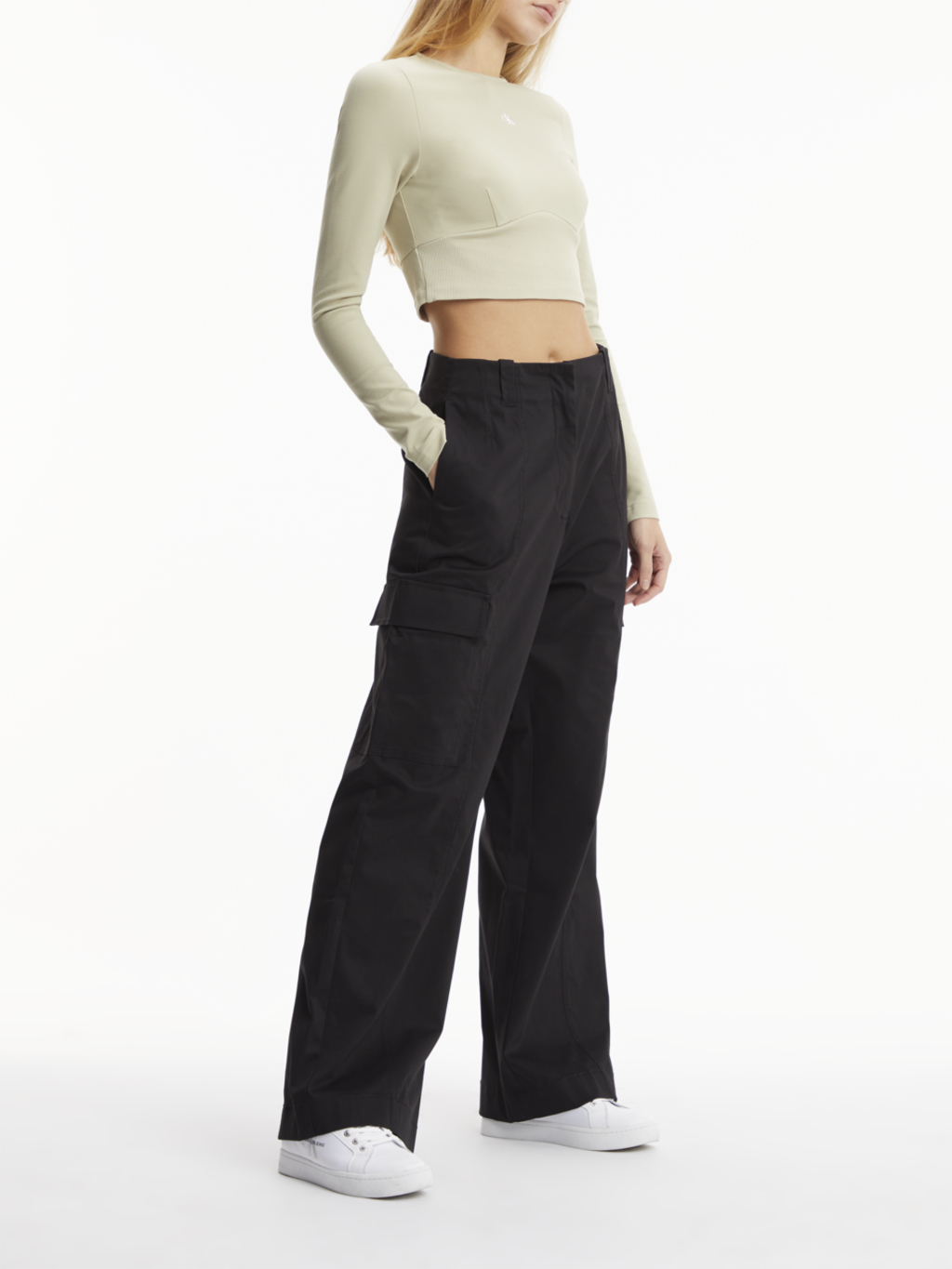 CALVIN KLEIN JEANS PANTALONI CARGO BADGE A VITA ALTA STRAIGHT LEG