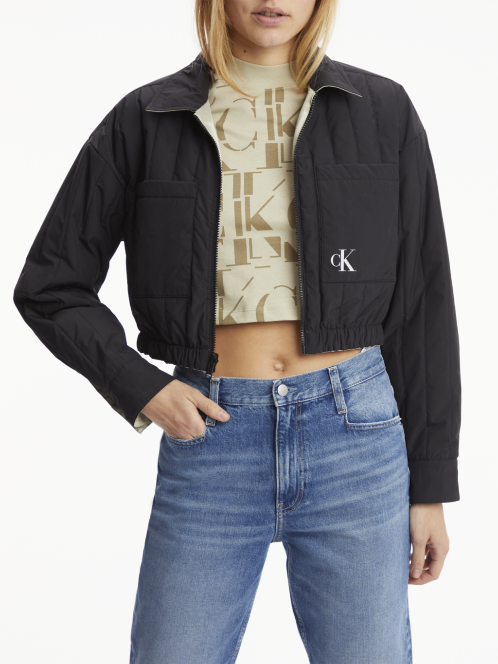 CALVIN KLEIN JEANS GIACCA BADGE REVERSIBLE CROPPED