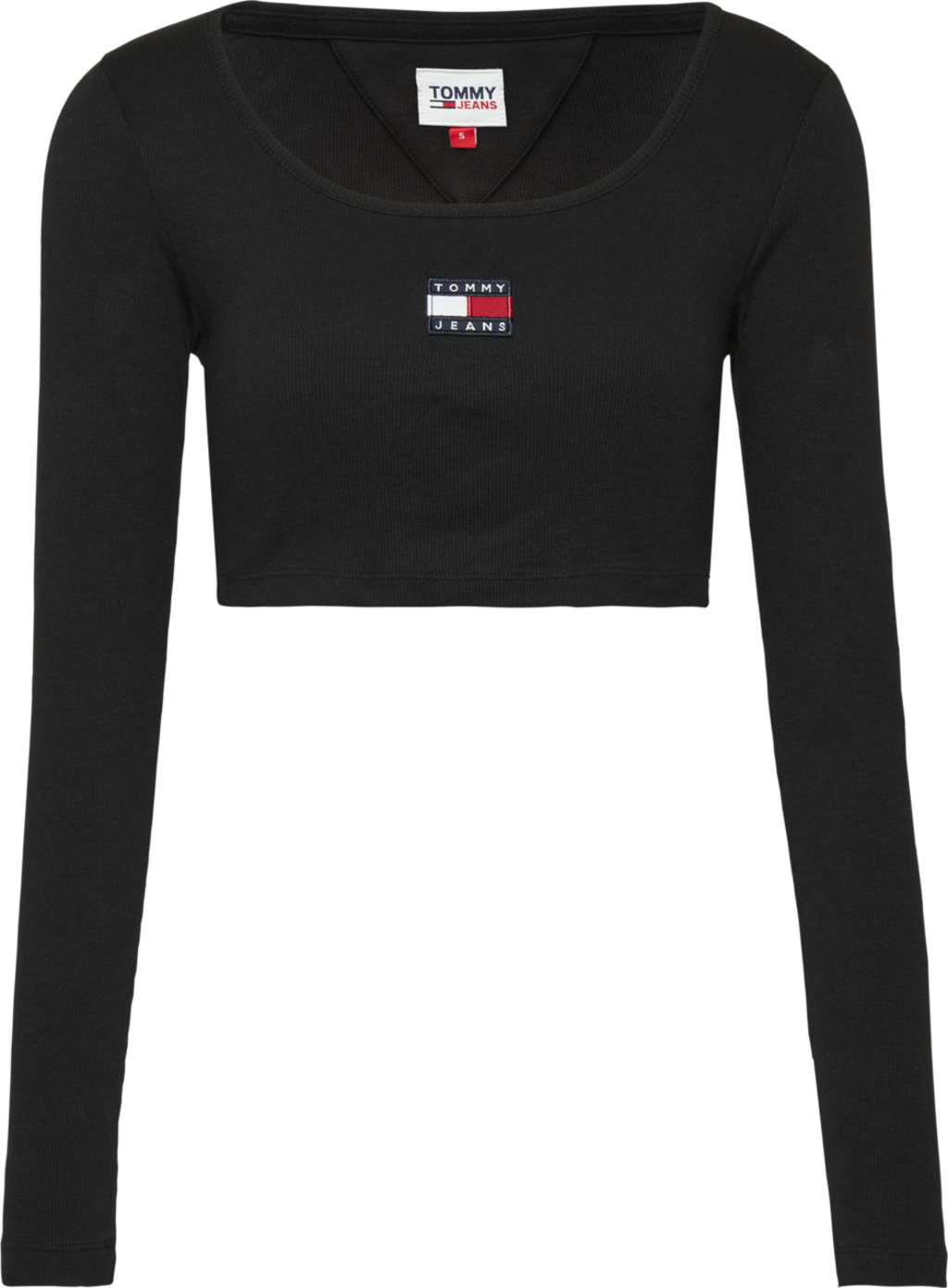 TOMMY JEANS MAGLIA T-SHIRT CROP A MANICHE LUNGHE