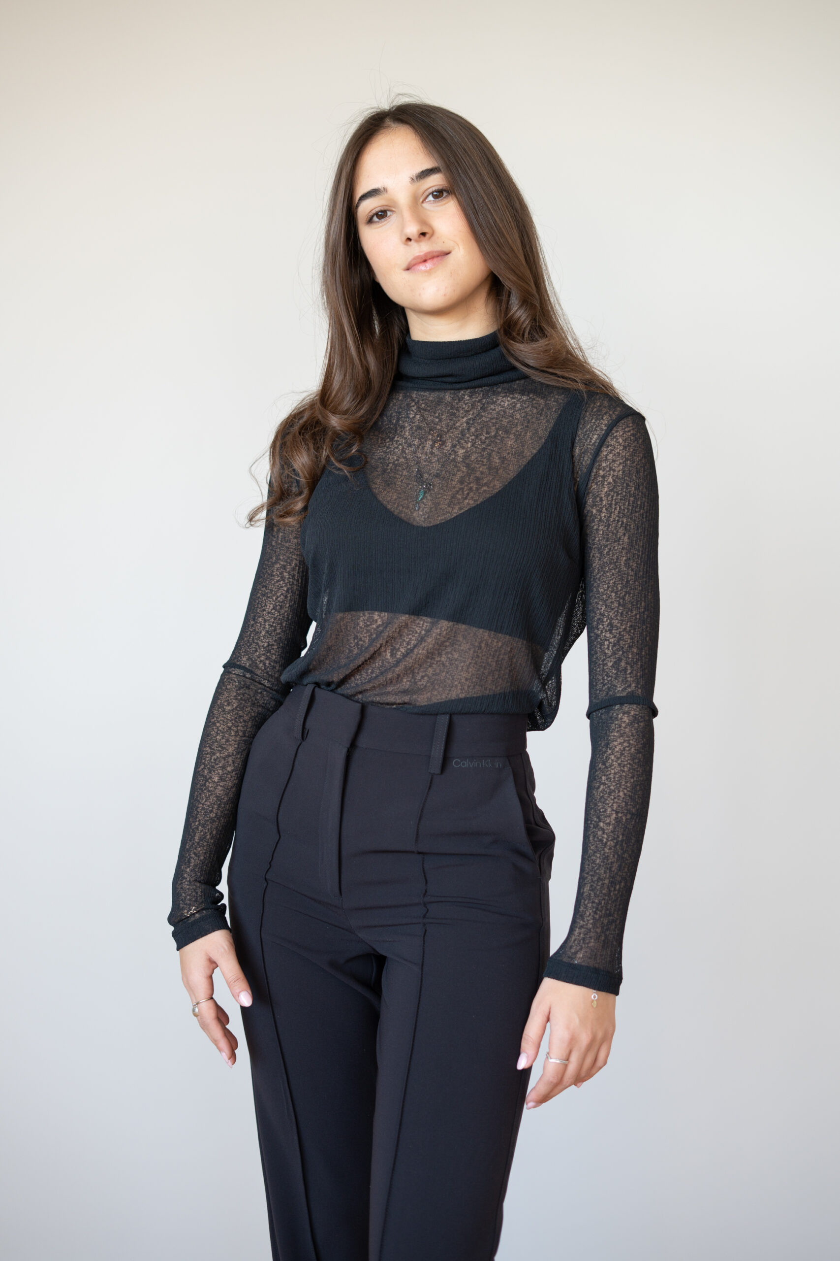 CALVIN KLEIN MAGLIA TRASPARENTE CON COLLO A LUPETTO