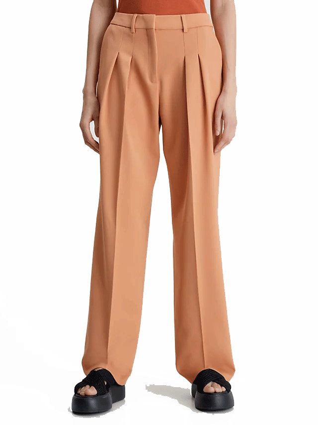 CALVIN KLEIN PANTALONI CON PIEGHE IN LANA E TWILL