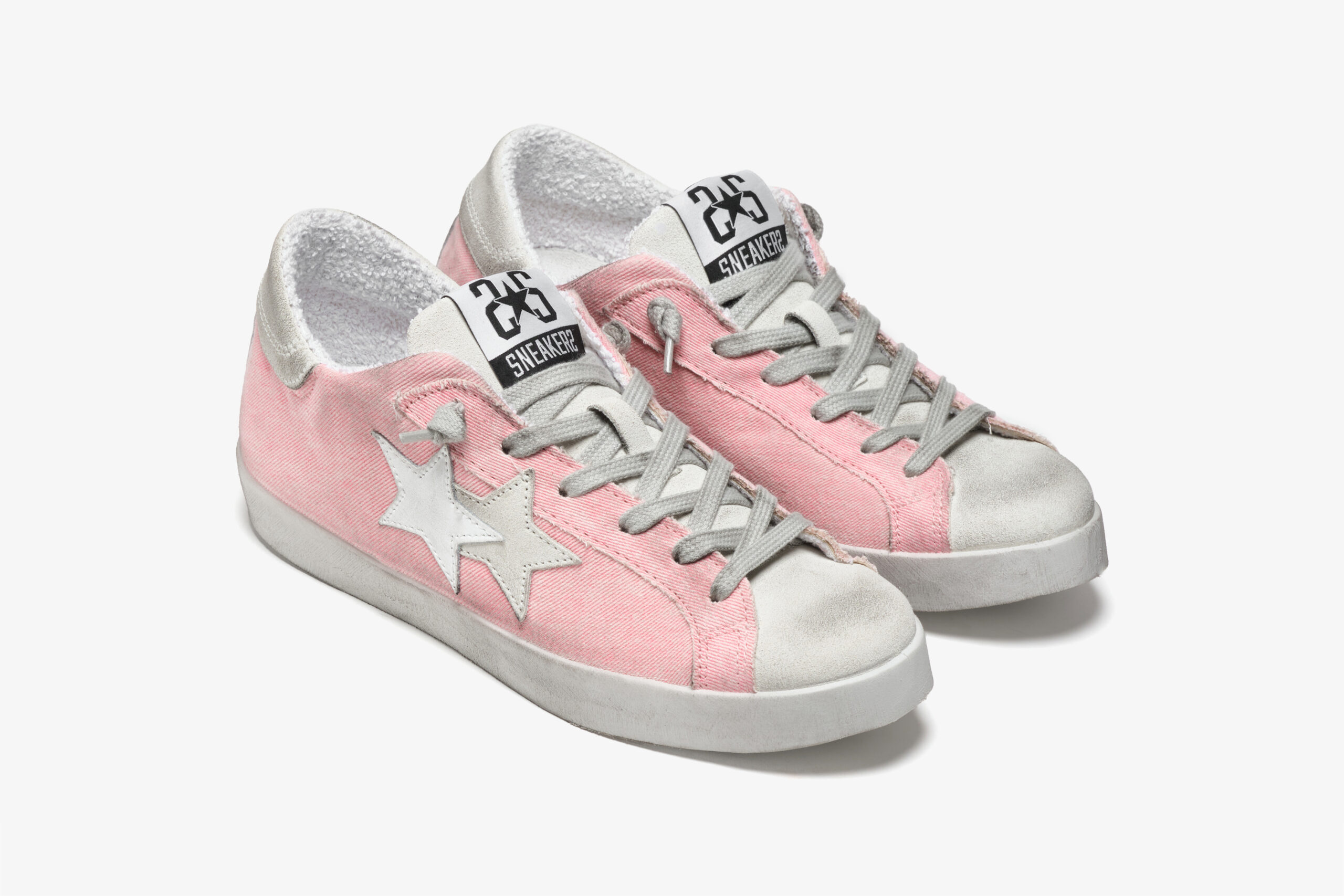 Alternative view of 2 STAR SNEAKER LOW IN CANVAS ROSA DETTAGLI GHIACCIO E GRIGIO - EFFETTO "USED"