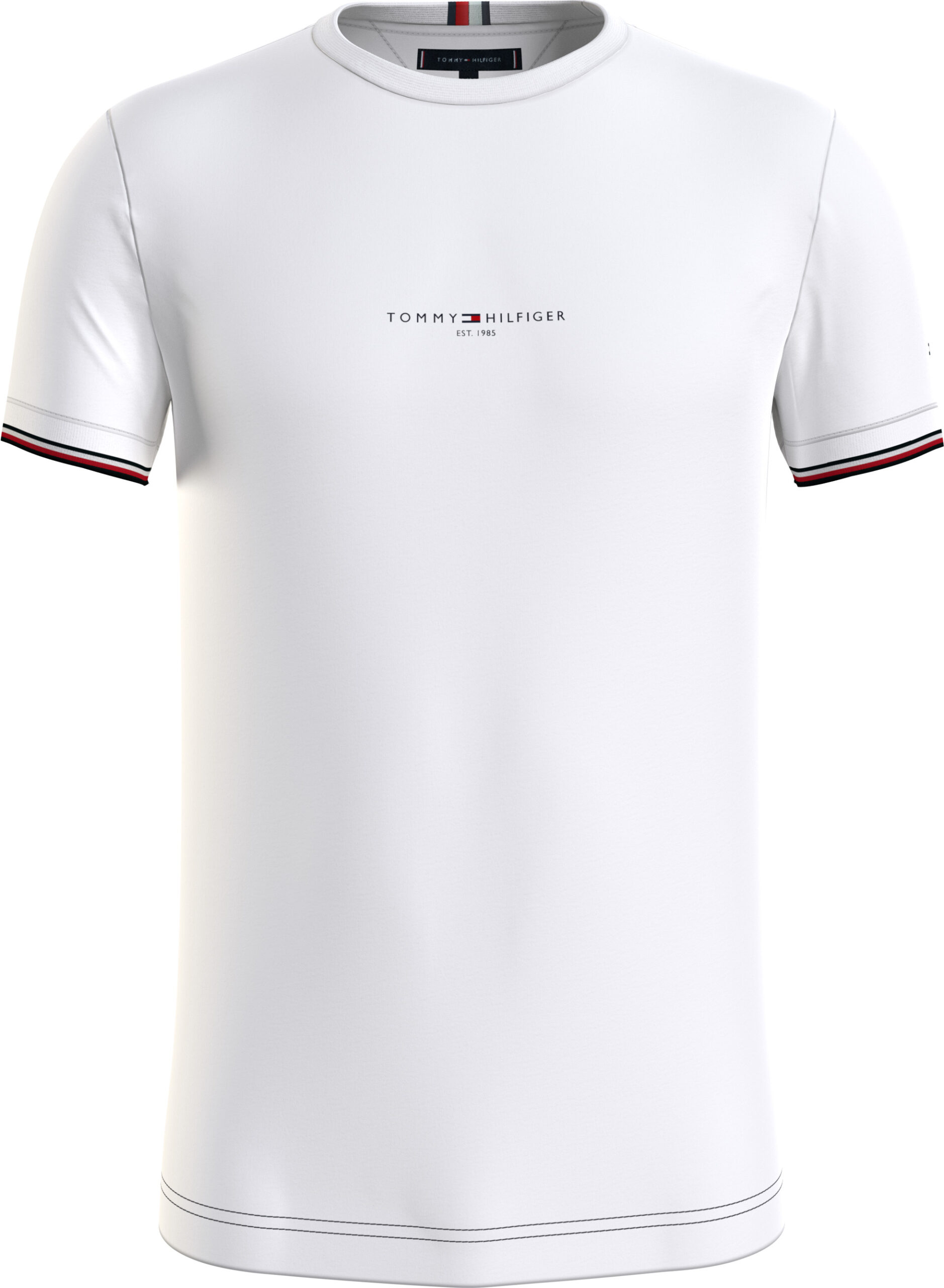 TOMMY HILFIGER T-SHIRT SLIM FIT CON RIGHE SUL FONDO MANICA