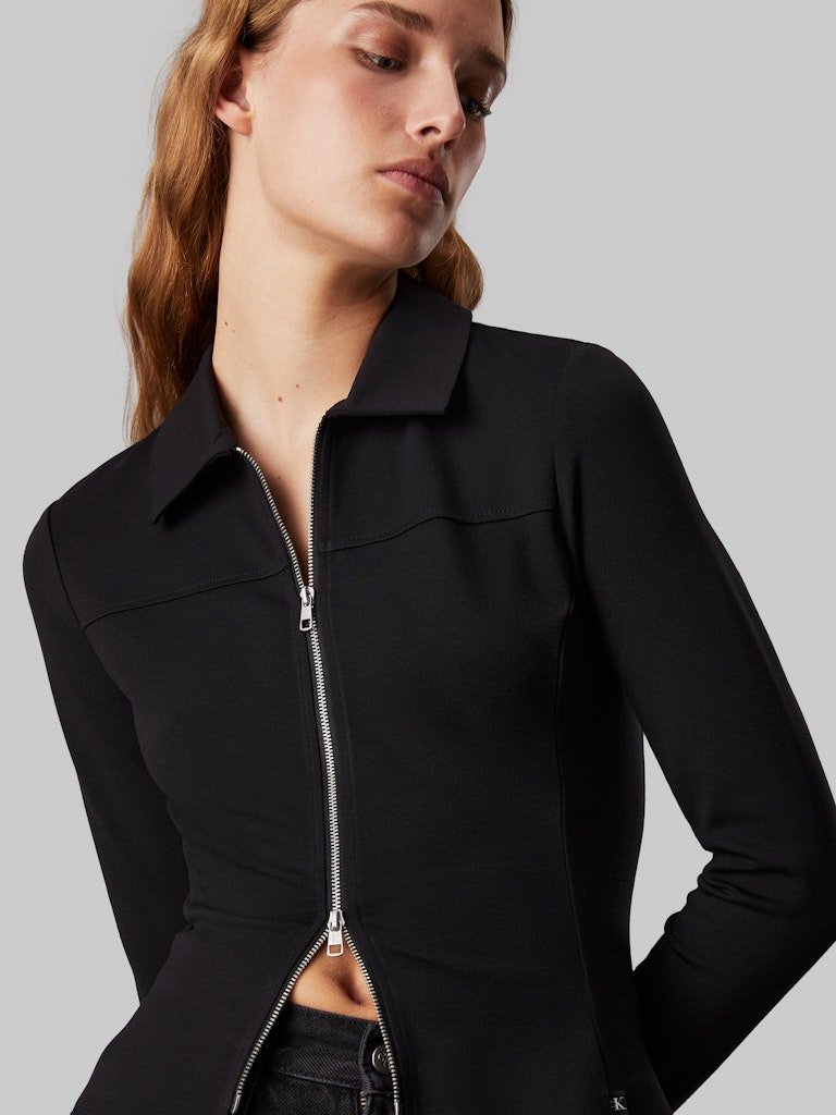 CALVIN KLEIN GIACCA MAGLIA PUNTO MILANO CON ZIP INTEGRALE