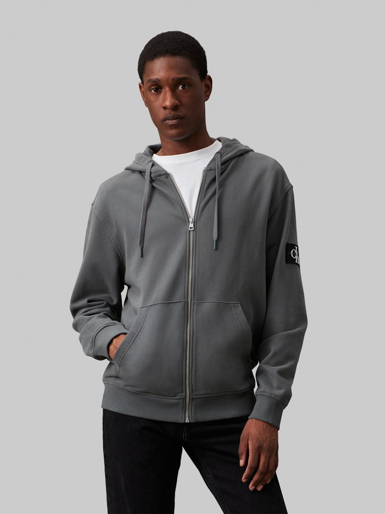 CALVIN KLEIN JEANS FELPA CON CAPPUCCIO E ZIP INTEGRALE