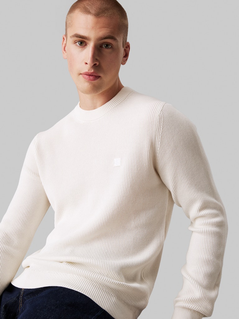 CALVIN KLEIN JEANS MAGLIONE CON STEMMA IN COTONE A COSTINE