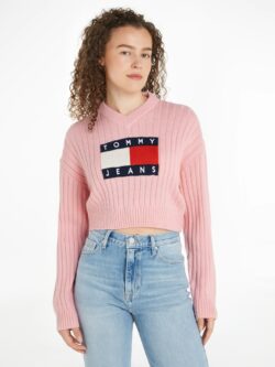 TOMMY JEANS PULLOVER CROP CON SCOLLO A V