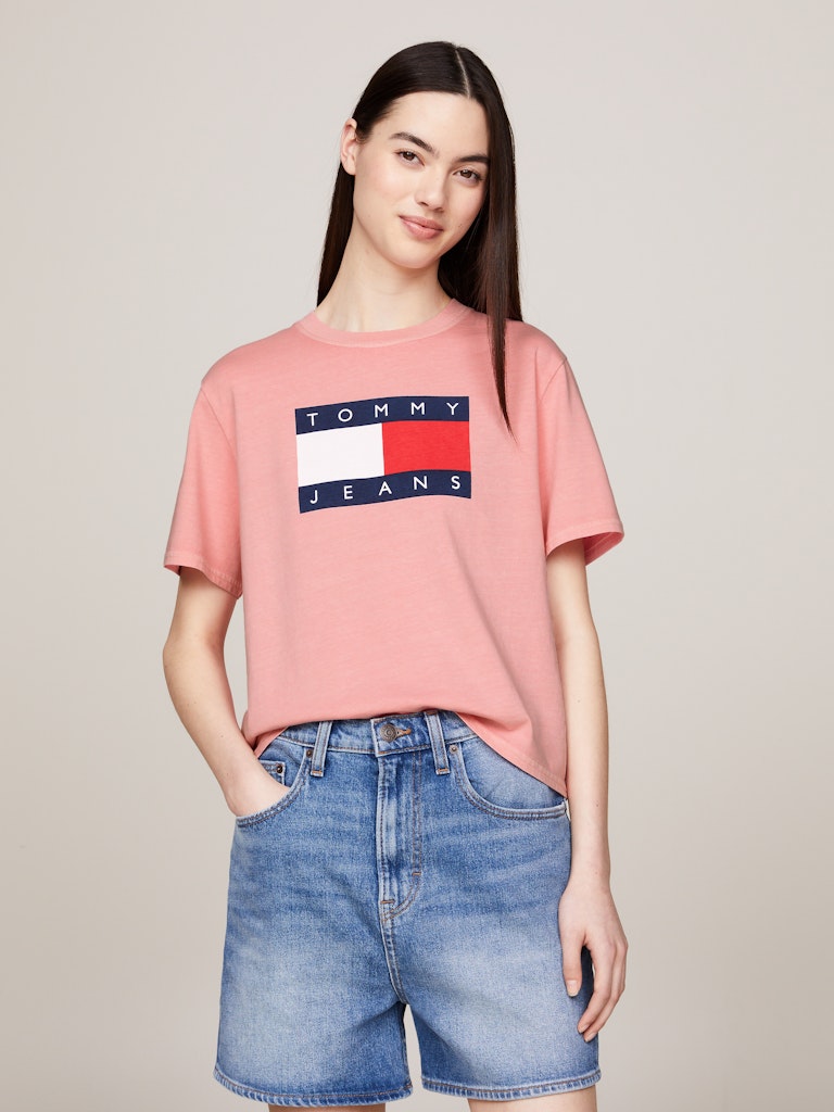 TOMMY JEANS T-SHIRT SQUADRATA CON BANDIERA