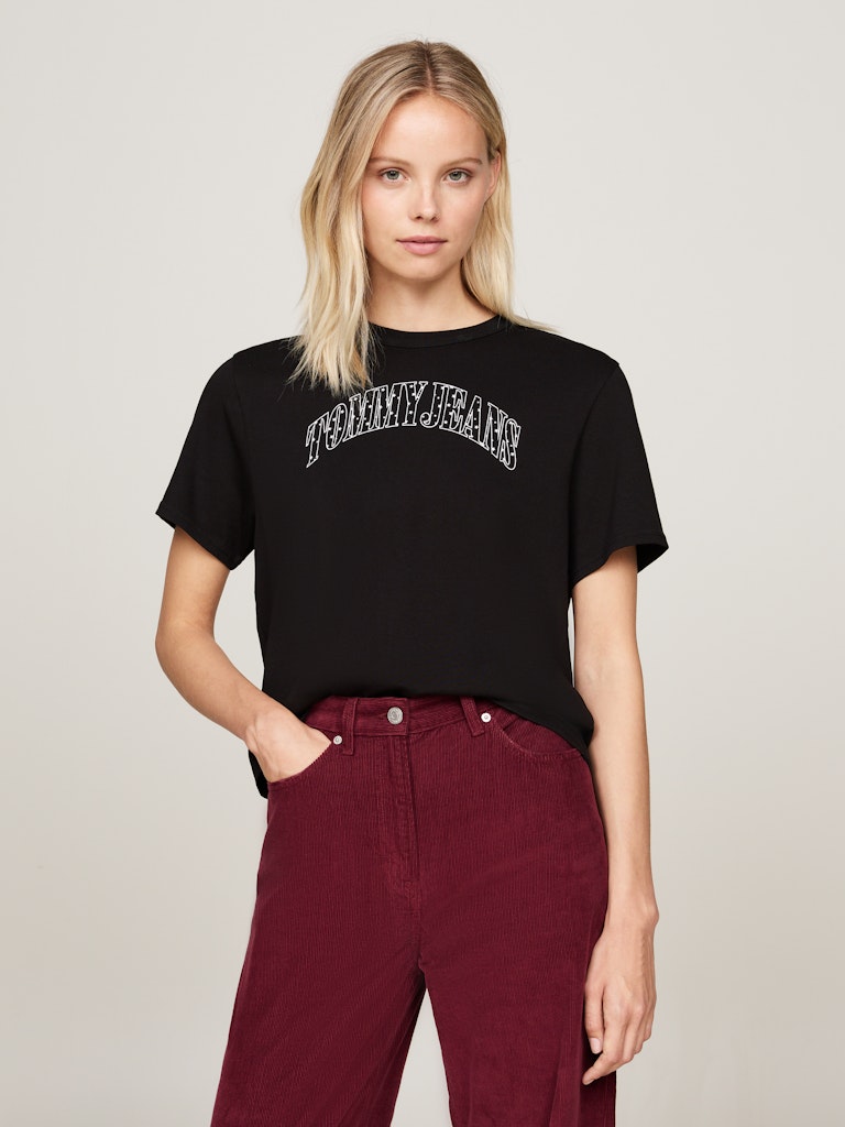 TOMMY JEANS T-SHIRT SQUADRATA CON APPLIQUE DEL LOGO