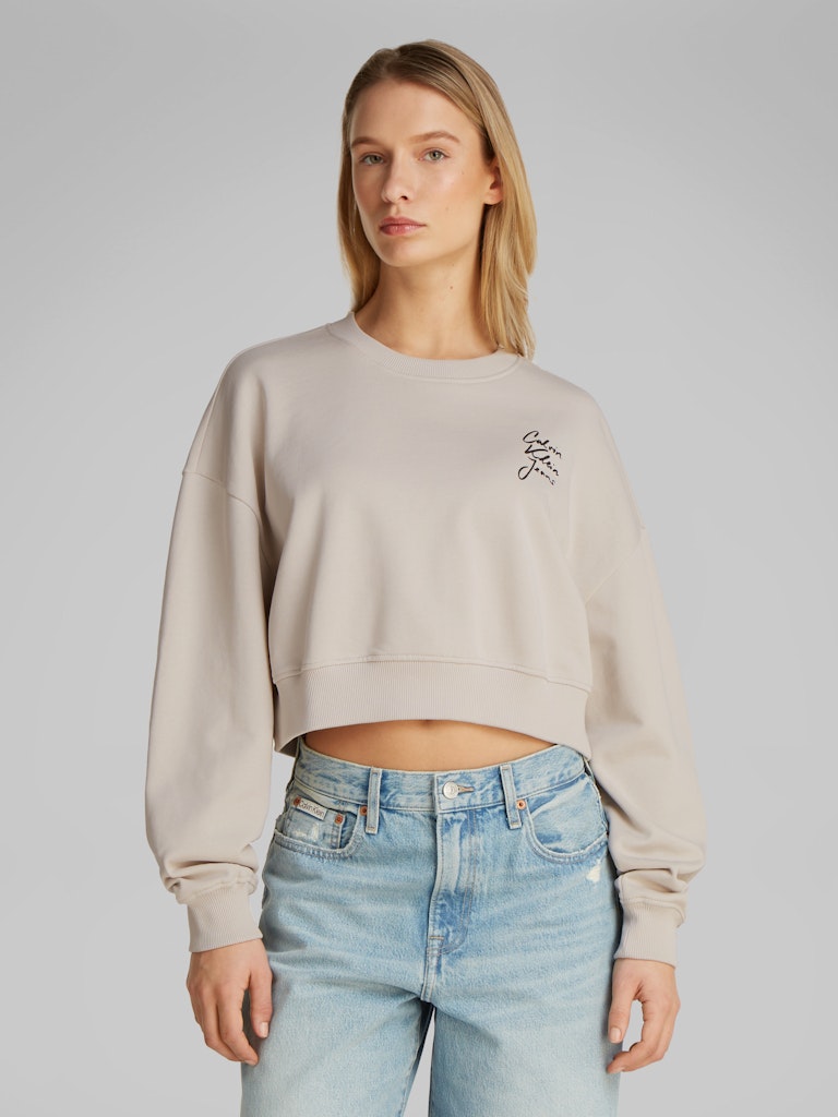 CALVIN KLEIN JEANS FELPA BOXY IN SPUGNA DI COTONE