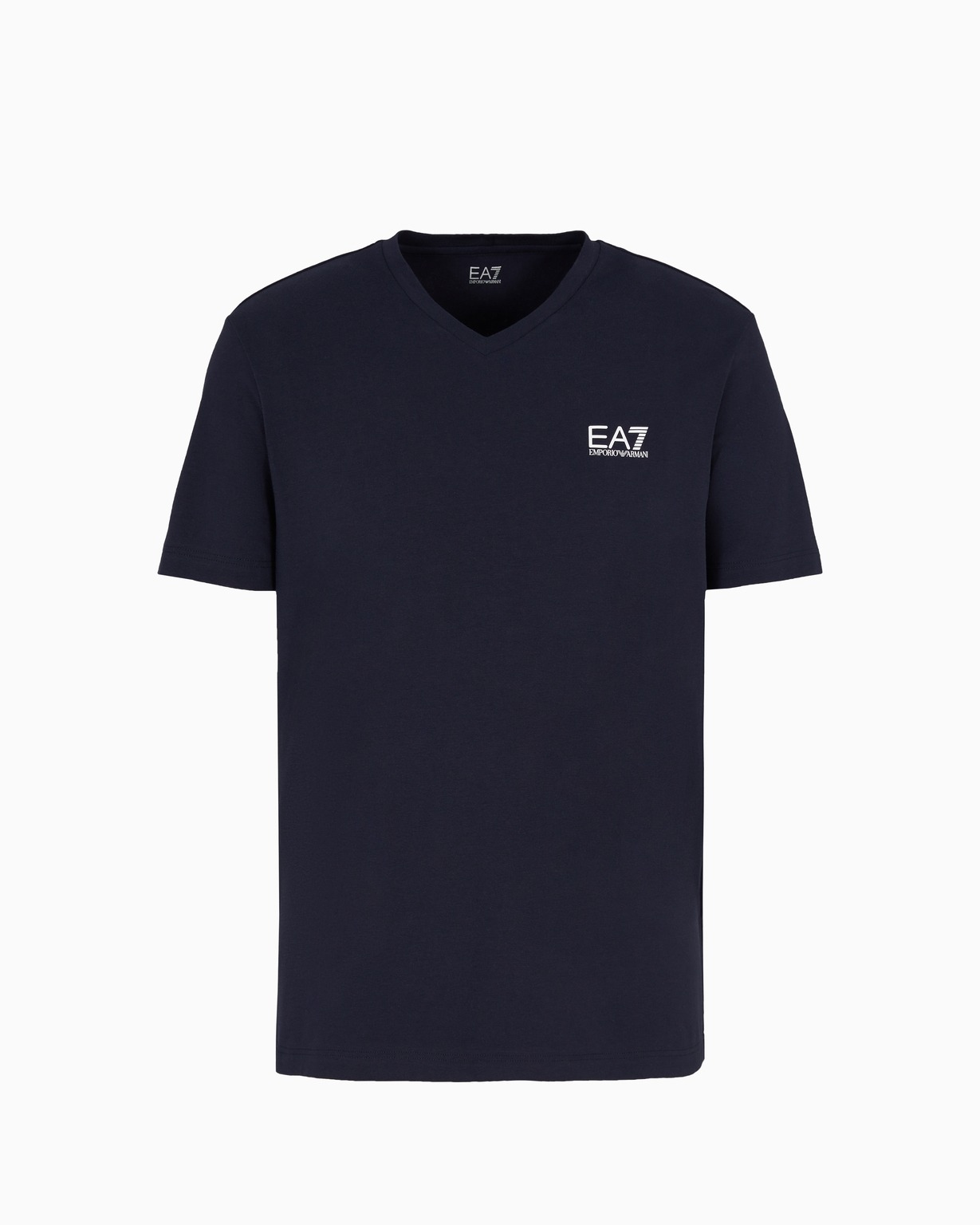 EA7 T-SHIRT CON SCOLLO A V CORE IDENTITY IN COTONE STRETCH