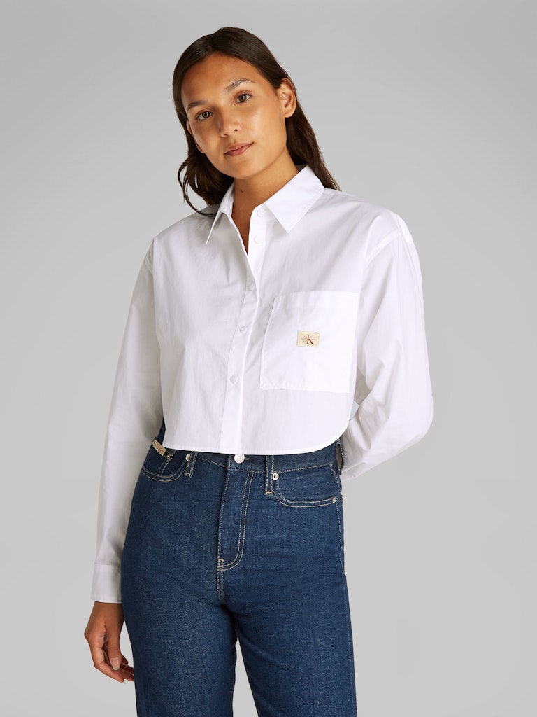 CALVIN KLEIN JEANS CAMICIA IN POPELINE DI COTONE CORTA