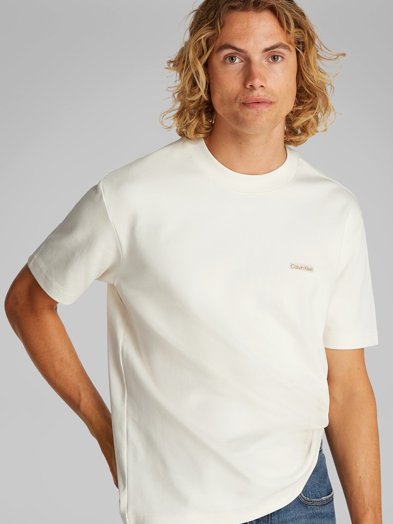 CALVIN KLEIN JEANS T-SHIRT IN COTONE ELASTICIZZATO CON STEMMA