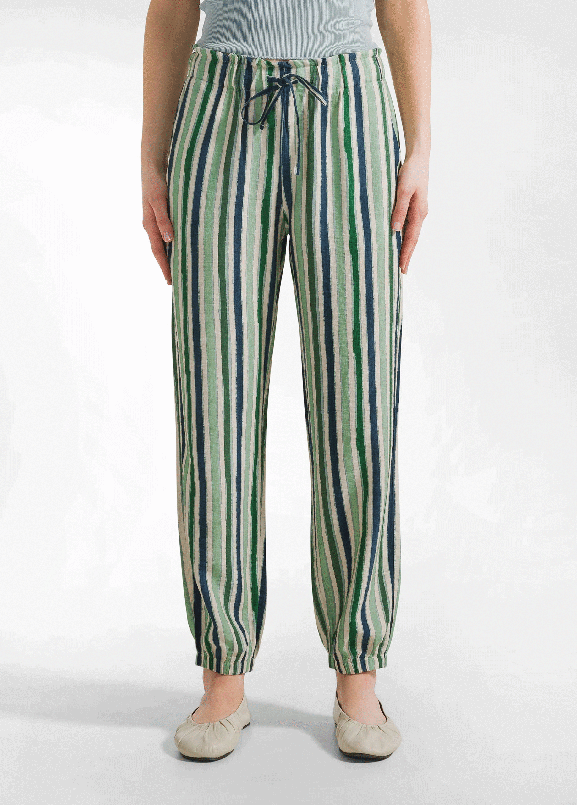 DEHA PANTALONE JOGGER GESSATO IN CREPE