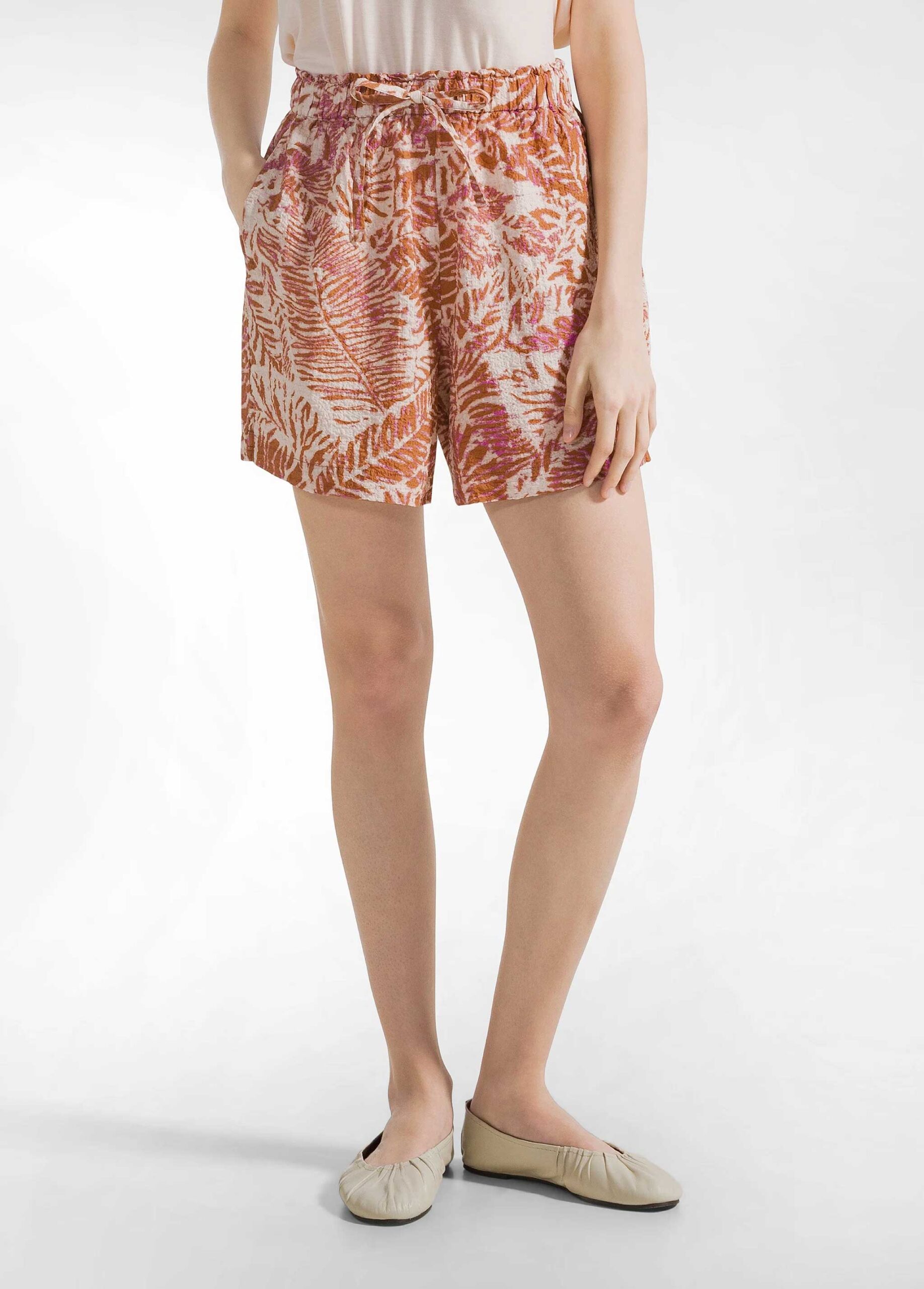 DEHA PANTALONCINI STAMPATI ALLOVER IN COTONE INCRESPATO