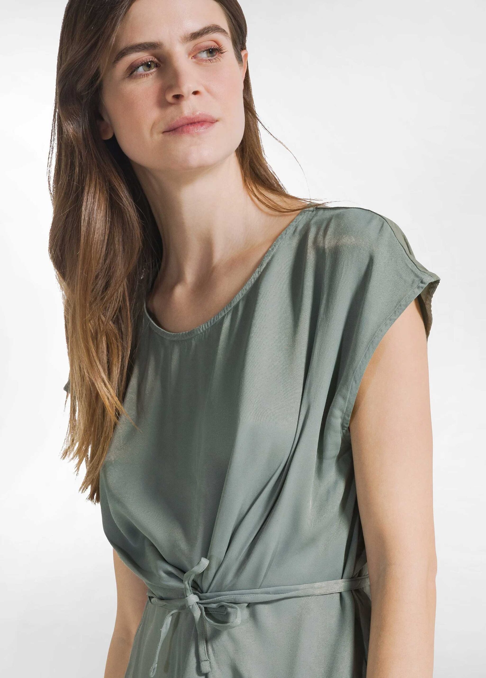 DEHA BLUSA IN RASO E POPELINE VERDE