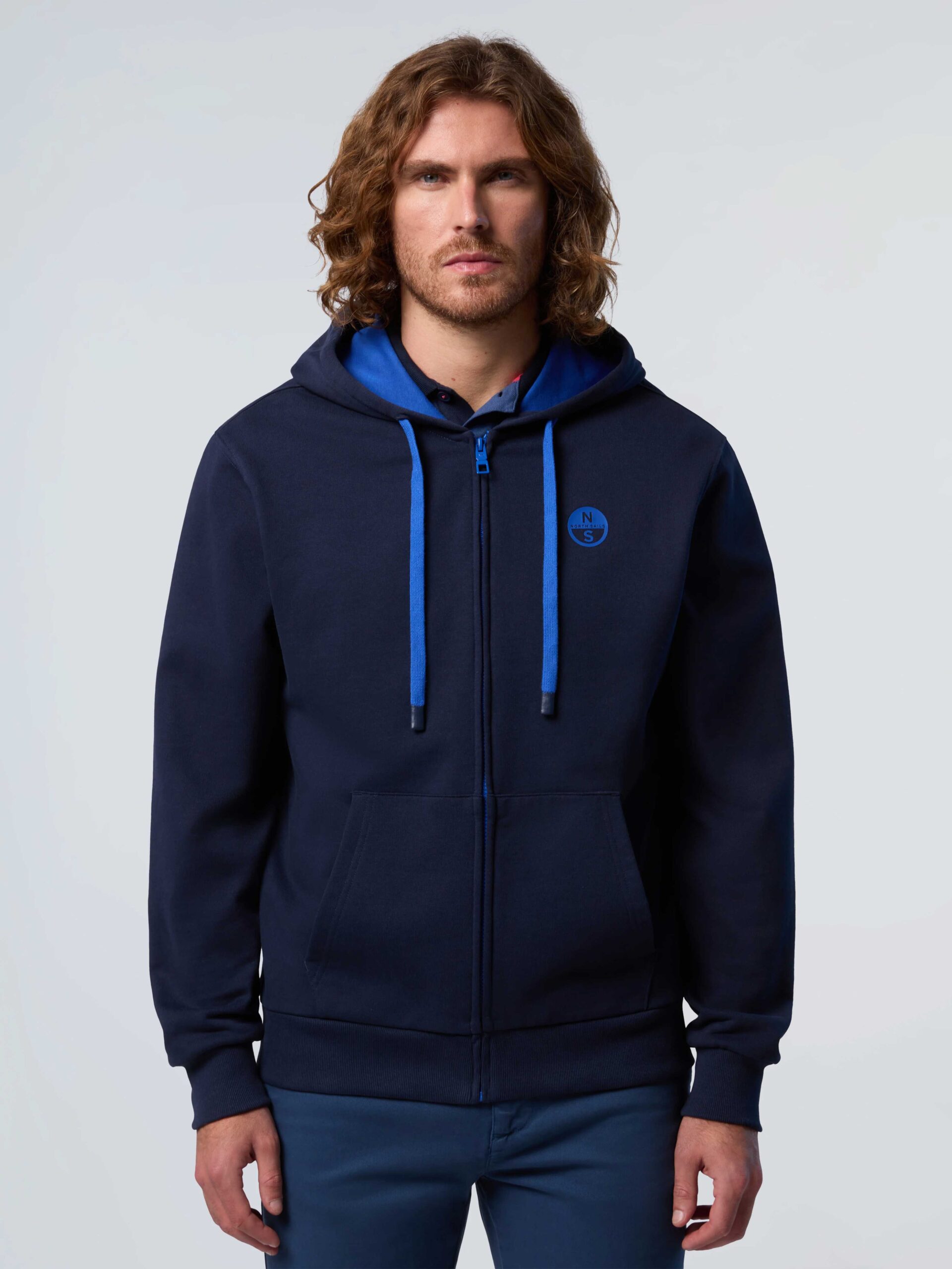 NORTH SAILS FELPA HOODIE FULL ZIP E LOGO APPLICATO