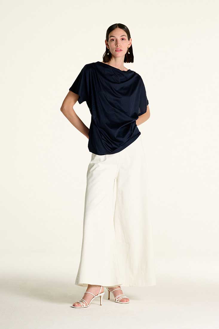 Alternative view of CROCHE' T-SHIRT MANICA CORTA CON ARRICCIO IN MODAL