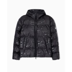 EA7 BOMBER GIACCA IMBOTTITA CON CAPPUCCIO E STAMPA ALL-OVER