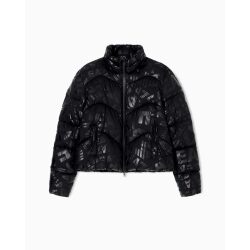 EA7 GIACCA IMBOTTITA IN NYLON CON STAMPA MONOGRAM ALL-OVER