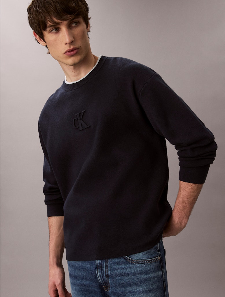 CALVIN KLEIN JEANS MAGLIONE RELAXED CON LOGO MONOGRAMMA IN RILIEVO