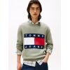 TOMMY JEANS PULLOVER MELANGE CON BANDIERA INTARSIO