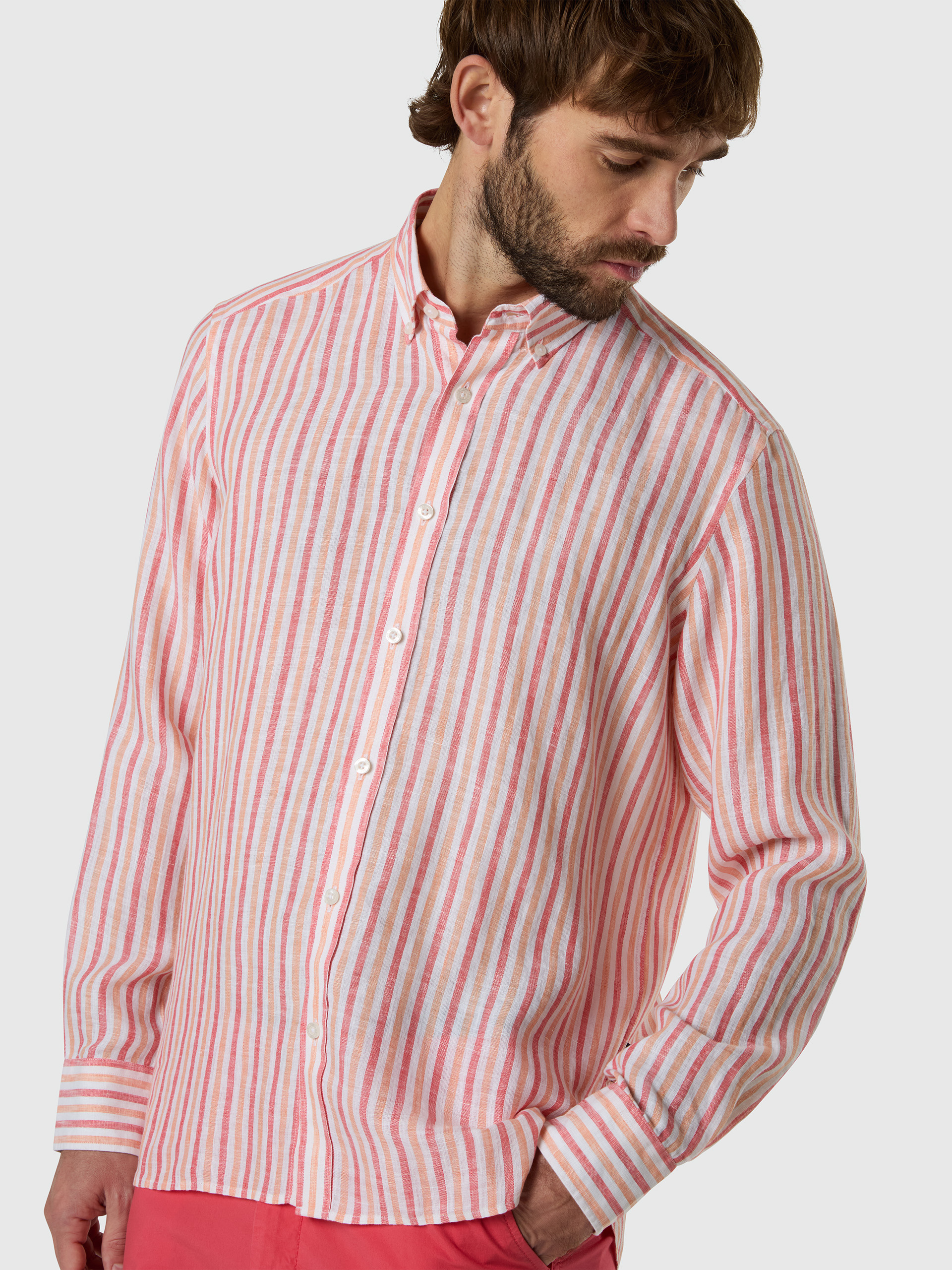 NORTH SAILS CAMICIA DI LINO A RIGHE EFFETTO SBIADITO