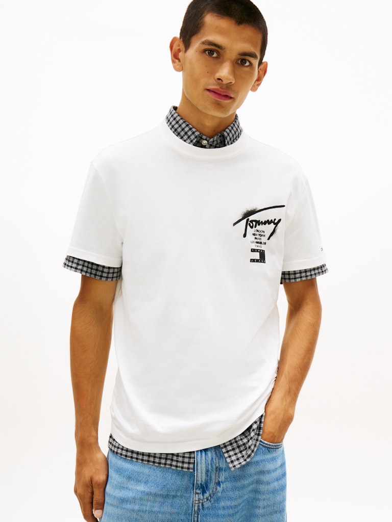 TOMMY JEANS T-SHIRT SIGNATURE CON LOGO SUL RETRO