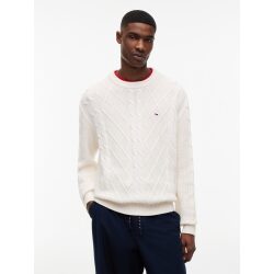 TOMMY JEANS PULLOVER TOMMY FLAG IN MAGLIA INTRECCIATA