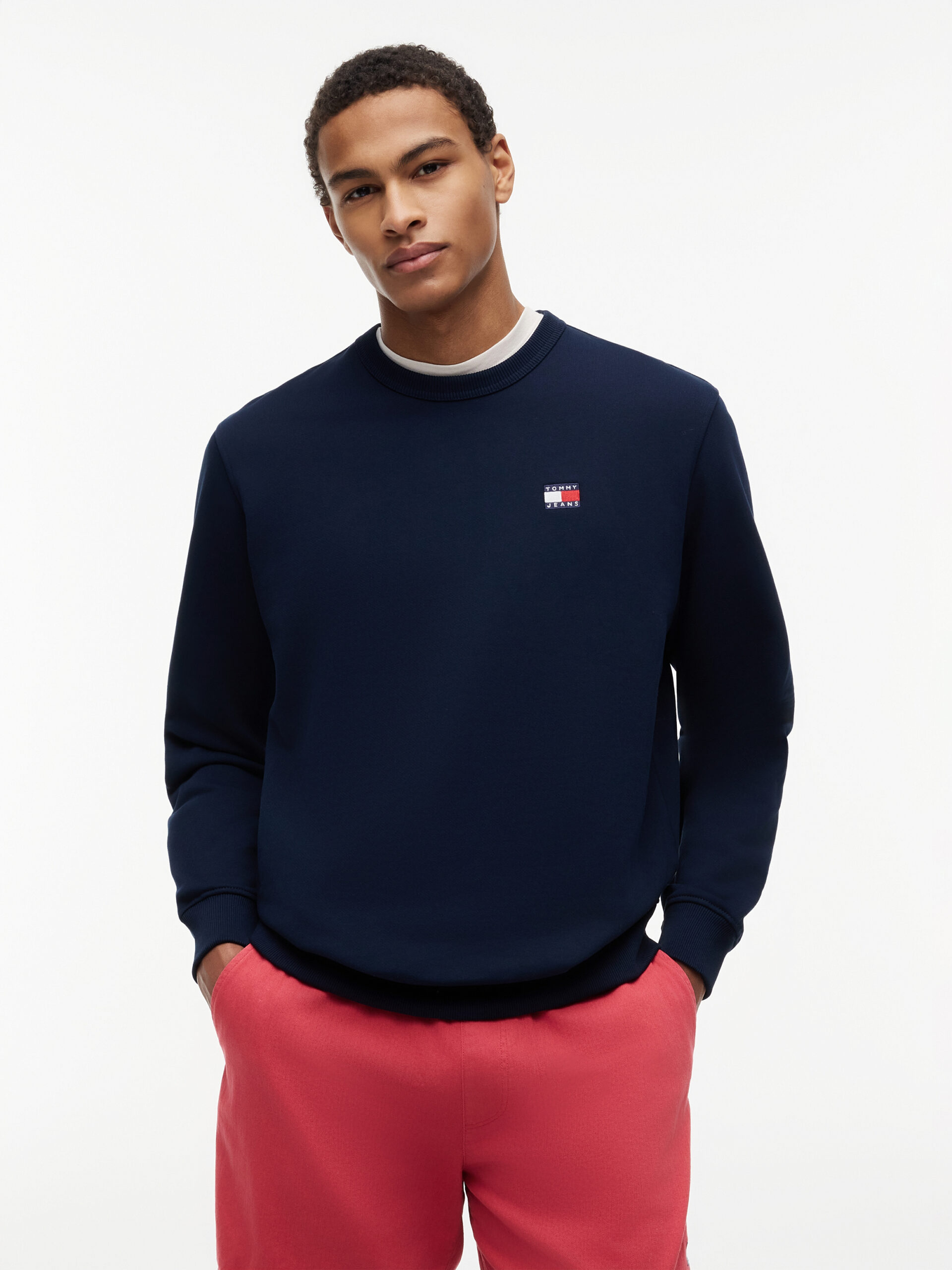 TOMMY JEANS FELPA BADGE IN TESSUTO SPAZZOLATO