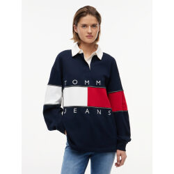 TOMMY JEANS POLO RUGBY TOMMY FLAG OVERSIZE IN JERSEY