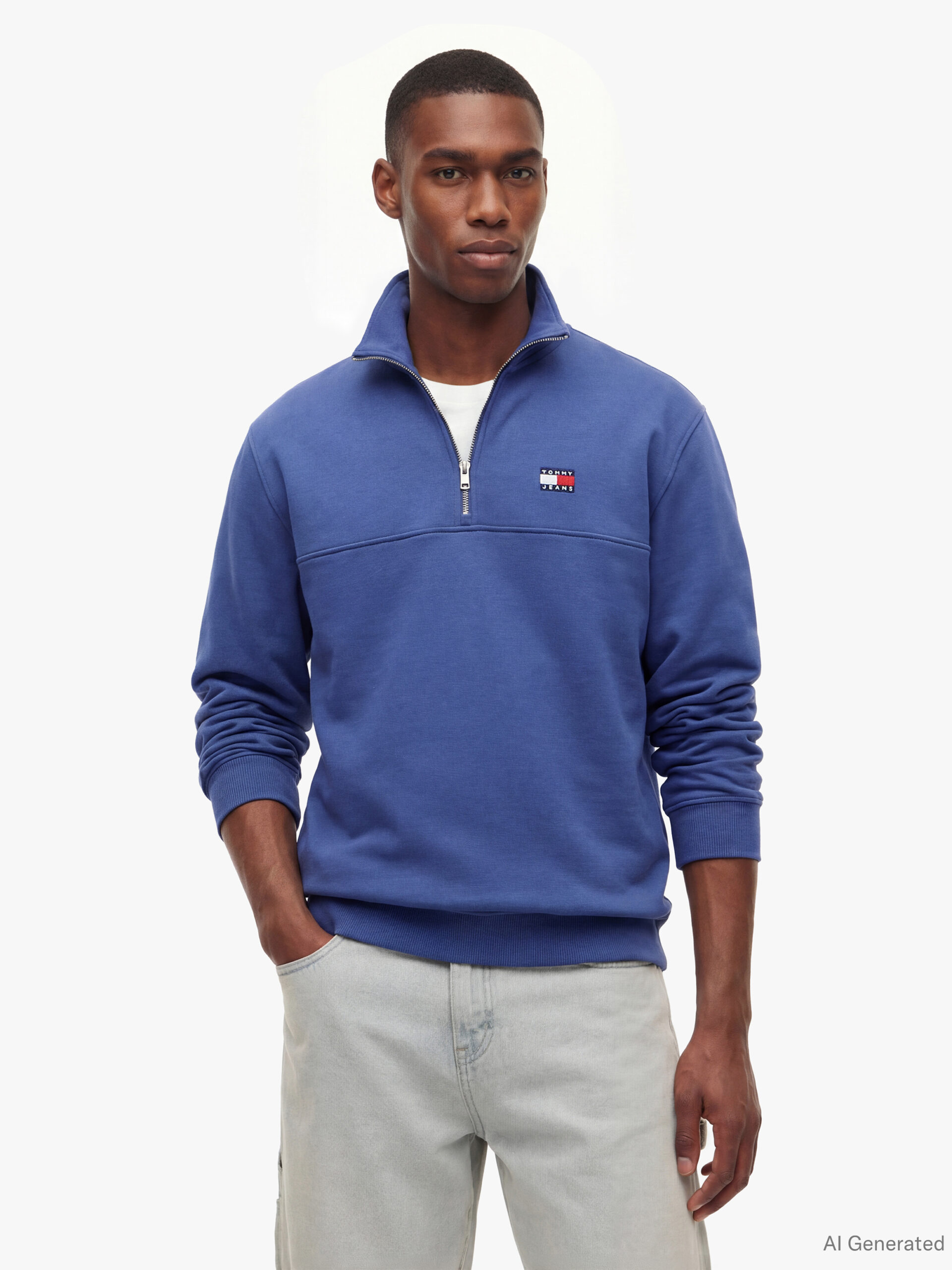 TOMMY JEANS FELPA TOMMY BADGE CON MEZZA ZIP