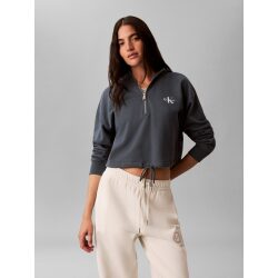 CALVIN KLEIN JEANS FELPA CON CAPPUCCIO CROPPED IN SPUGNA CON MONOLOGO