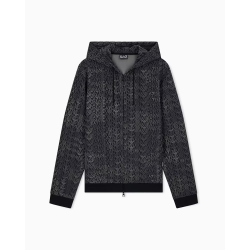 EA7 FELPA LOGO SERIES FULL ZIP CON CAPPUCCIO IN MISTO COTONE